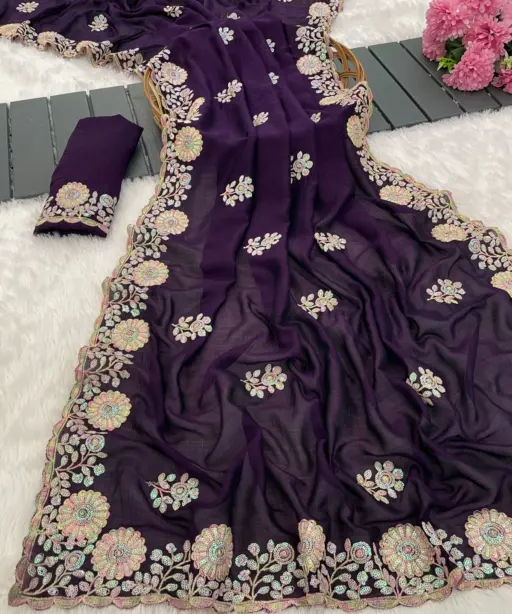 Vt 830 T Vichitra Embroidery Worked Wedding Wear Saree Collection