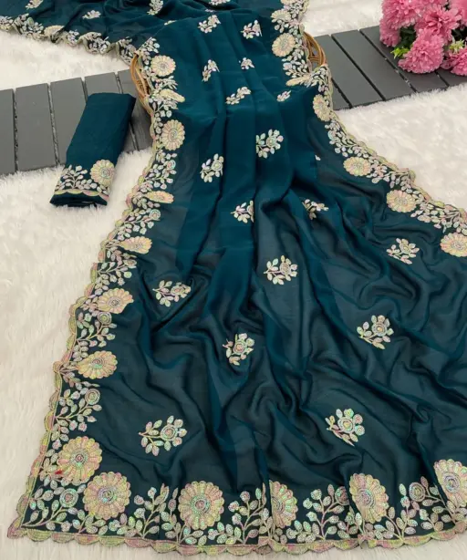 Vt 830 T Vichitra Embroidery Worked Wedding Wear Saree Collection