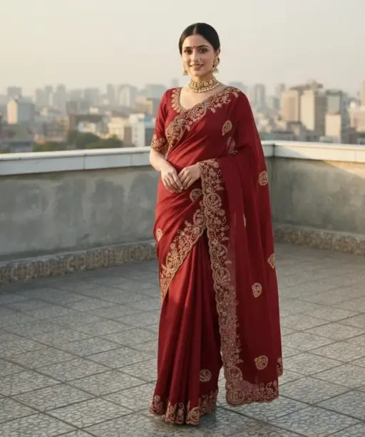 Vt 832 T Georgette Silk with Thread Coding Embroidery Worked Saree Collection