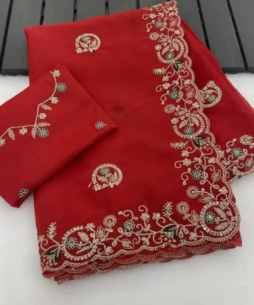 Vt 832 T Georgette Silk with Thread Coding Embroidery Worked Saree Collection