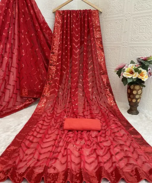 Vt 833 T Georgette Silk Sequence Worked Premium Saree Collection