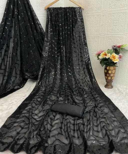 Vt 833 T Georgette Silk Sequence Worked Premium Saree Collection