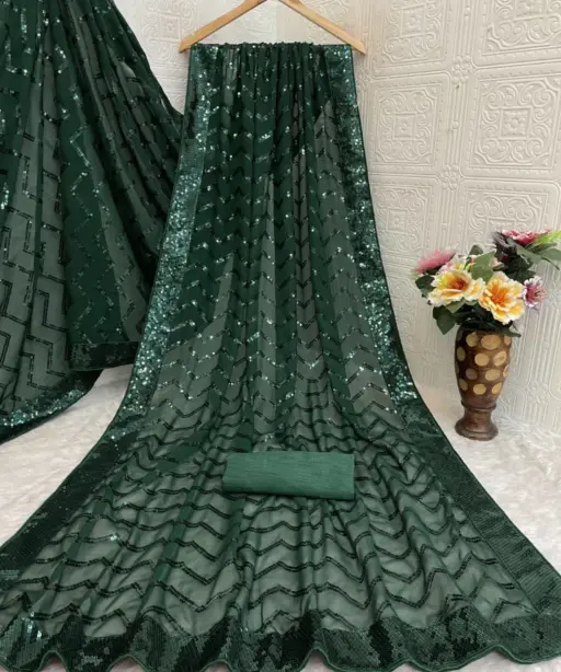 Vt 833 T Georgette Silk Sequence Worked Premium Saree Collection