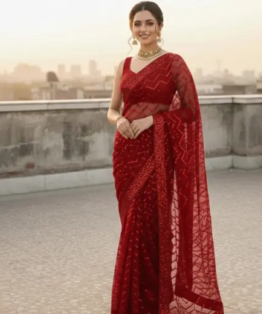 Vt 833 T Georgette Silk Sequence Worked Premium Saree Collection