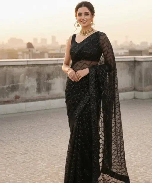 Vt 833 T Georgette Silk Sequence Worked Premium Saree Collection