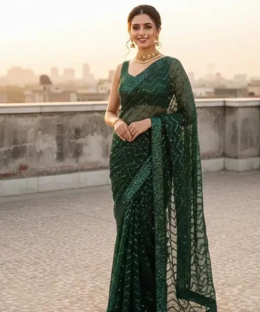 Vt 833 T Georgette Silk Sequence Worked Premium Saree Collection