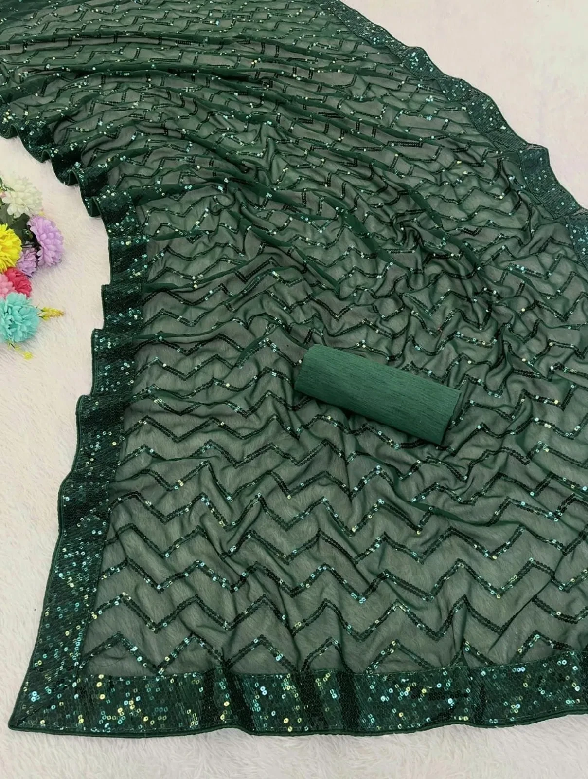 Vt 833 T Georgette Silk Sequence Worked Premium Saree Collection