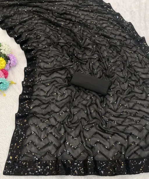 Vt 833 T Georgette Silk Sequence Worked Premium Saree Collection