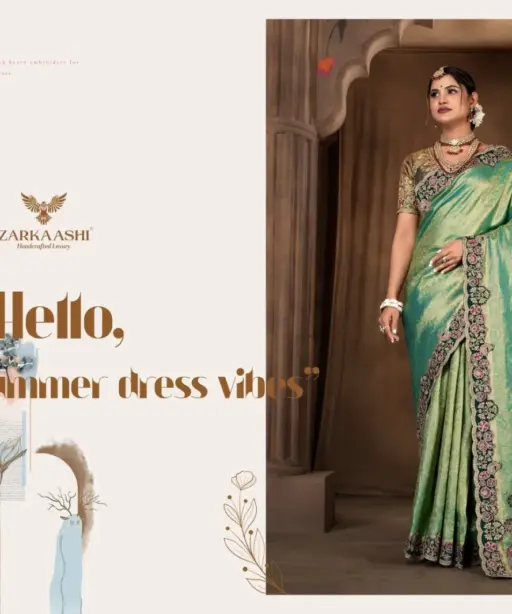 Zarkaashi Morpankh Nylone Tissue Traditional Wear Saree Collection