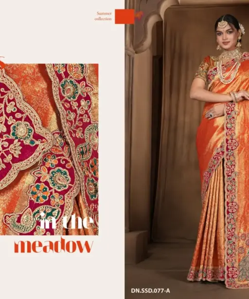 Zarkaashi Morpankh Nylone Tissue Traditional Wear Saree Collection