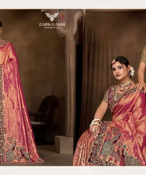 Zarkaashi Morpankh Nylone Tissue Traditional Wear Saree Collection