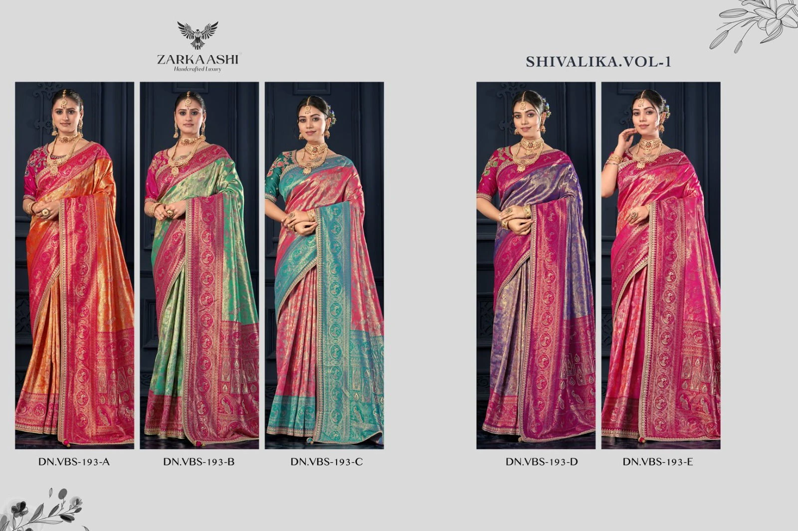 Zarkaashi Shivalika Vol 1 Nylone Tissue Festival Wear Saree Collection