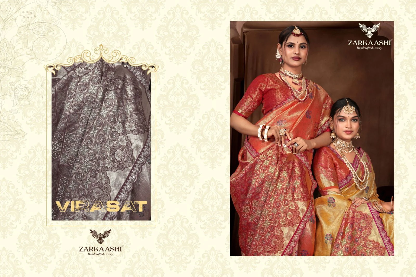 Zarkaashi Virasat Nylone Tissue Festival Wear Saree Collection