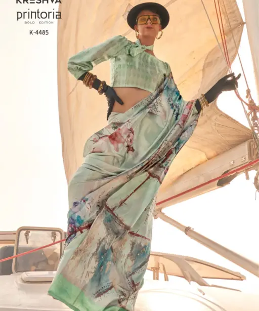 Kreshva Printoria Saitn Silk Octane Finish Saree Collection
