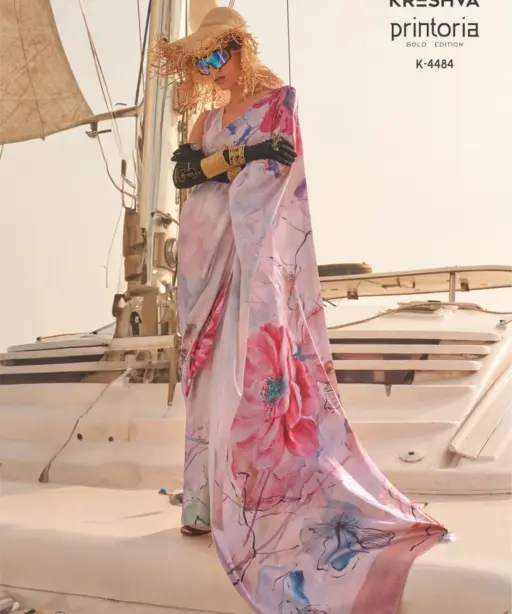 Kreshva Printoria Saitn Silk Octane Finish Saree Collection