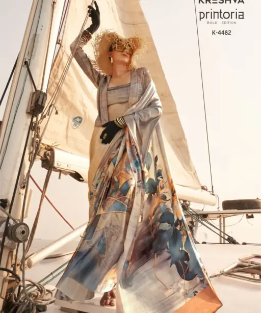 Kreshva Printoria Saitn Silk Octane Finish Saree Collection