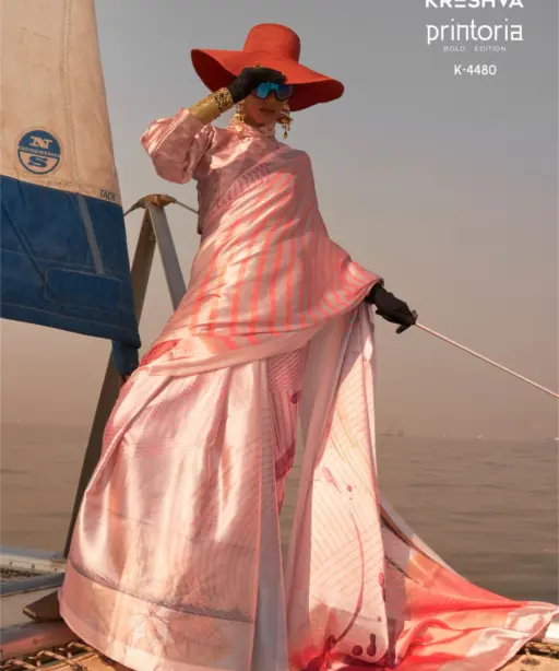 Kreshva Printoria Saitn Silk Octane Finish Saree Collection