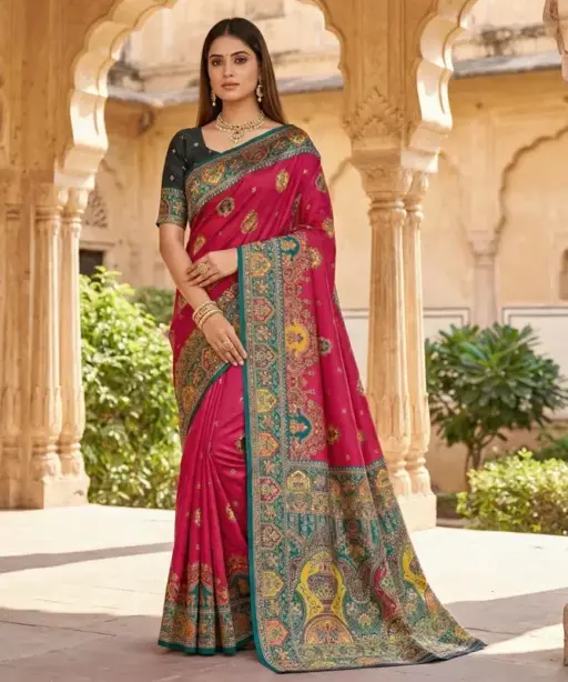 Mb 56 Pashmina Paithani Silk Woven Motifs Saree Collection