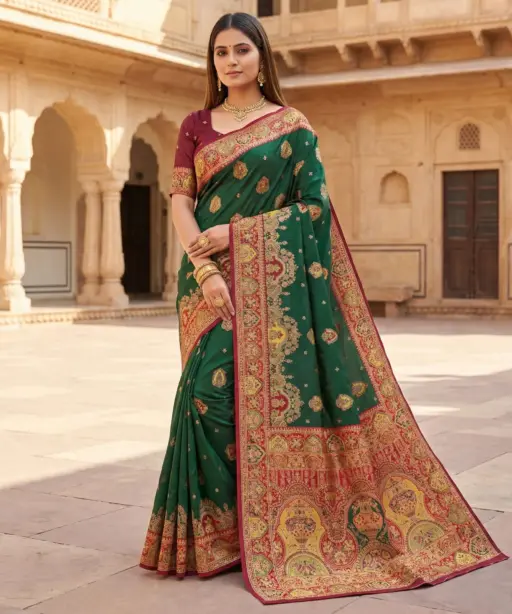 Mb 56 Pashmina Paithani Silk Woven Motifs Saree Collection