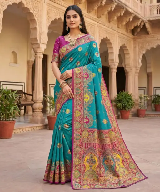 Mb 56 Pashmina Paithani Silk Woven Motifs Saree Collection