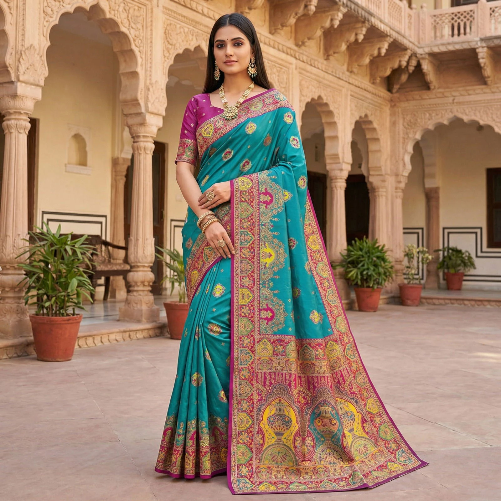 Mb 56 Pashmina Paithani Silk Woven Motifs Saree Collection