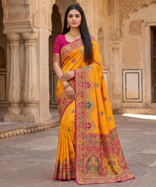 Mb 56 Pashmina Paithani Silk Woven Motifs Saree Collection