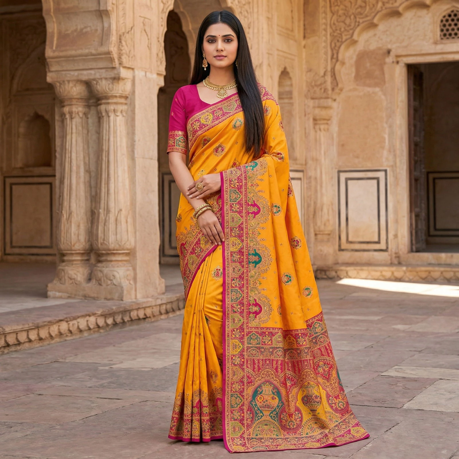 Mb 56 Pashmina Paithani Silk Woven Motifs Saree Collection