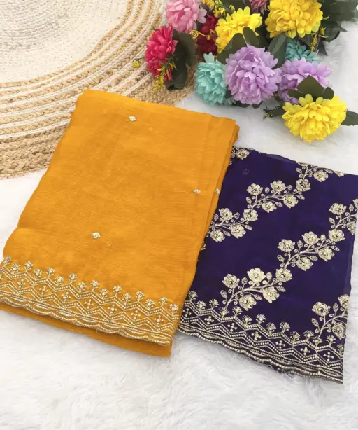 Modal 6341 Chiffon Embroidered Fancy Saree Collection