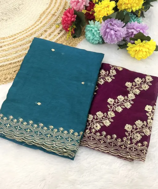 Modal 6341 Chiffon Embroidered Fancy Saree Collection