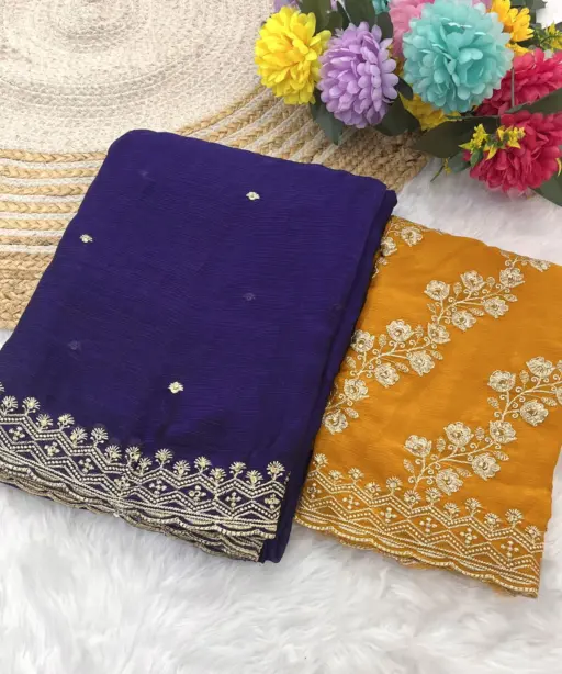 Modal 6341 Chiffon Embroidered Fancy Saree Collection