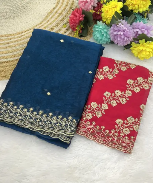 Modal 6341 Chiffon Embroidered Fancy Saree Collection