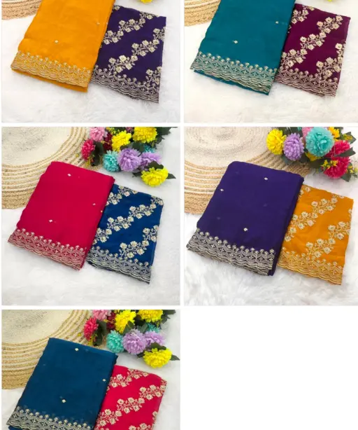 Modal 6341 Chiffon Embroidered Fancy Saree Collection