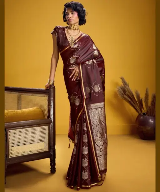Rajtex Kanthkala Vama Satin Silk Handloom Weaving Traditional Saree Collection