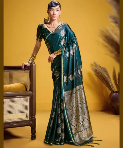 Rajtex Kanthkala Vama Satin Silk Handloom Weaving Traditional Saree Collection