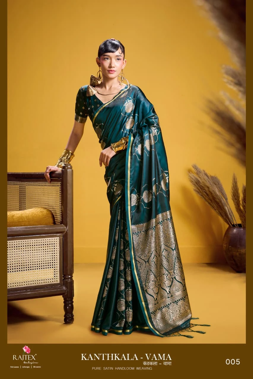 Rajtex Kanthkala Vama Satin Silk Handloom Weaving Traditional Saree Collection