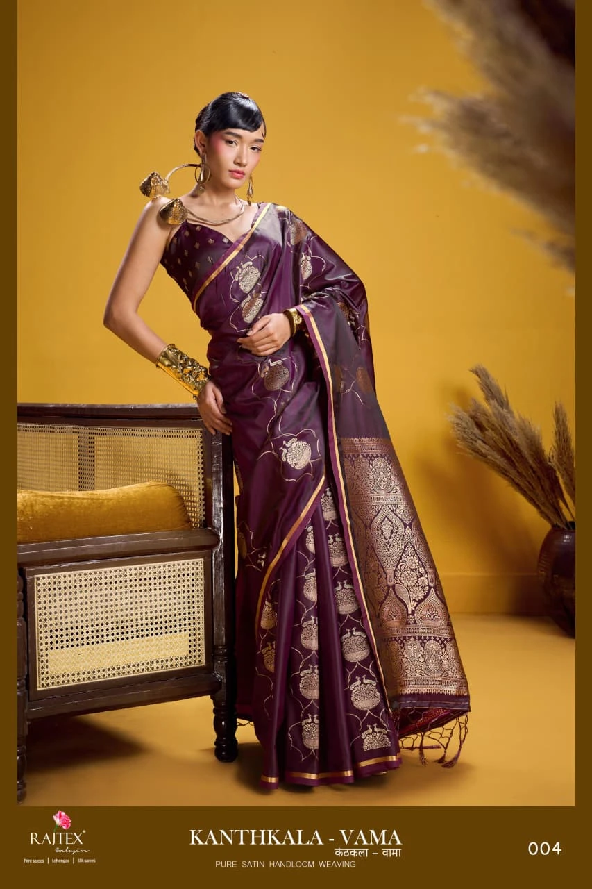 Rajtex Kanthkala Vama Satin Silk Handloom Weaving Traditional Saree Collection