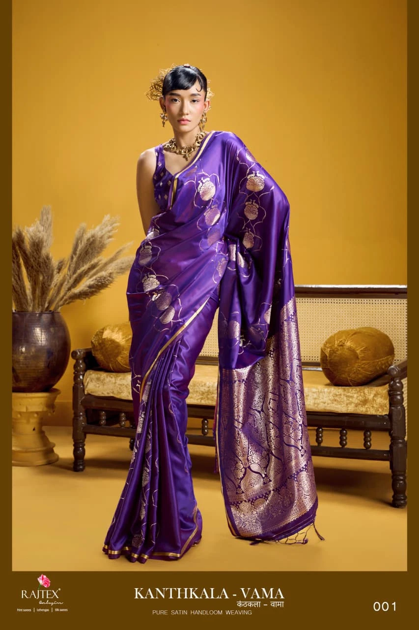 Rajtex Kanthkala Vama Satin Silk Handloom Weaving Traditional Saree Collection