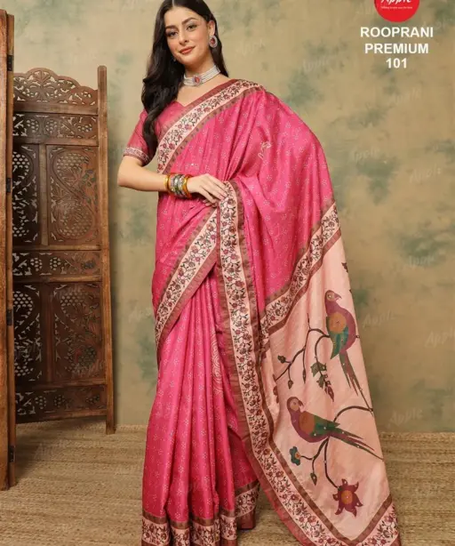 Apple Rooprani Premium Vol 01 Silk Blend Digital Printed Designer Saree Collection