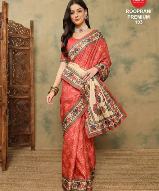 Apple Rooprani Premium Vol 01 Silk Blend Digital Printed Designer Saree Collection