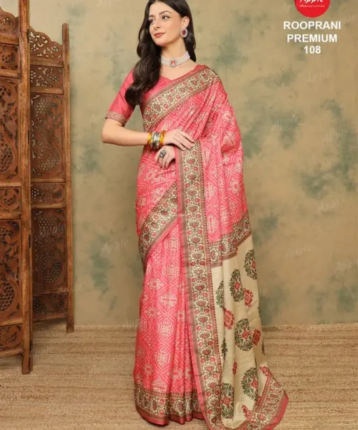Apple Rooprani Premium Vol 01 Silk Blend Digital Printed Designer Saree Collection