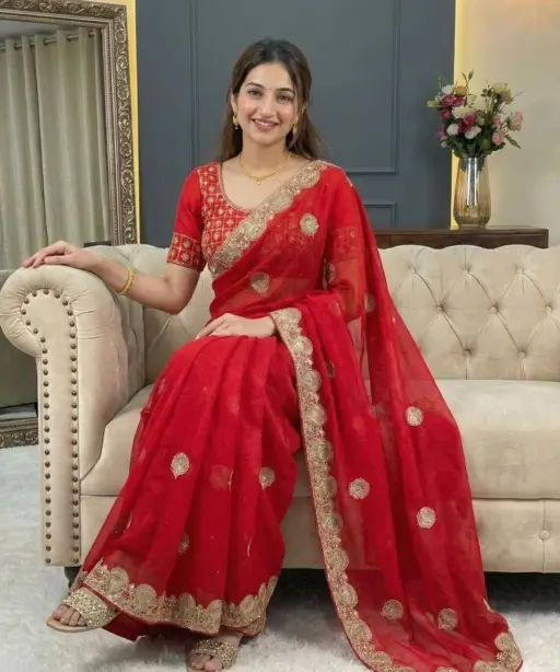 Bt 442 Beautiful Fandy Satin Silk Embroidered Saree Collection