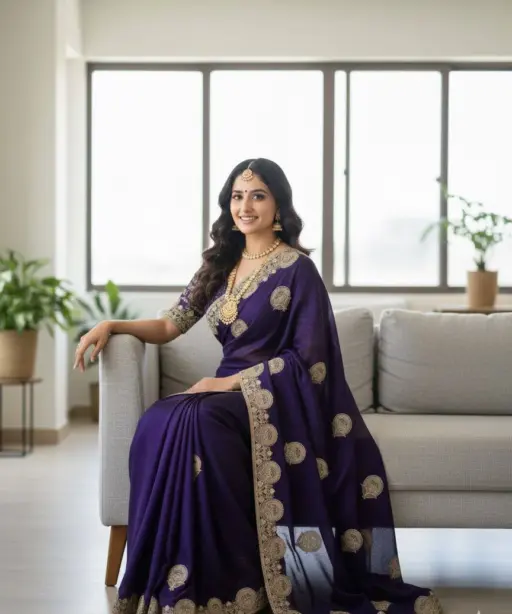 Bt 442 Beautiful Fandy Satin Silk Embroidered Saree Collection