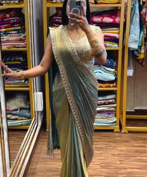 Bt 7133 Fandy Satin with Embroidery Sequence Worked Beautiful Saree Collection