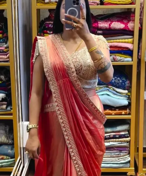 Bt 7133 Fandy Satin with Embroidery Sequence Worked Beautiful Saree Collection