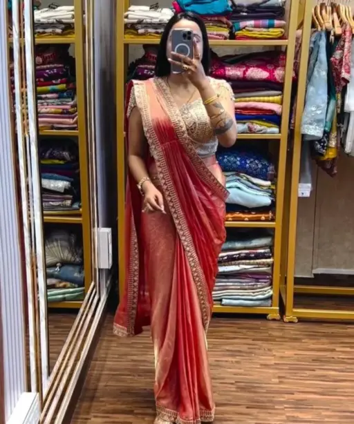 Bt 7133 Fandy Satin with Embroidery Sequence Worked Beautiful Saree Collection