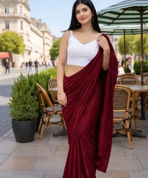 Delta White Blouse New Lycra Plain Fancy Saree Collection