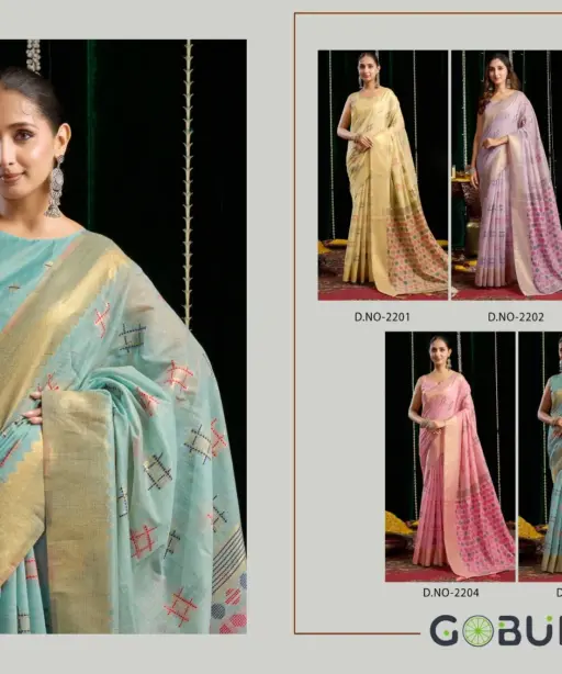 Gobuni Shikha Soft Spun Cotton Jari Saree Collection