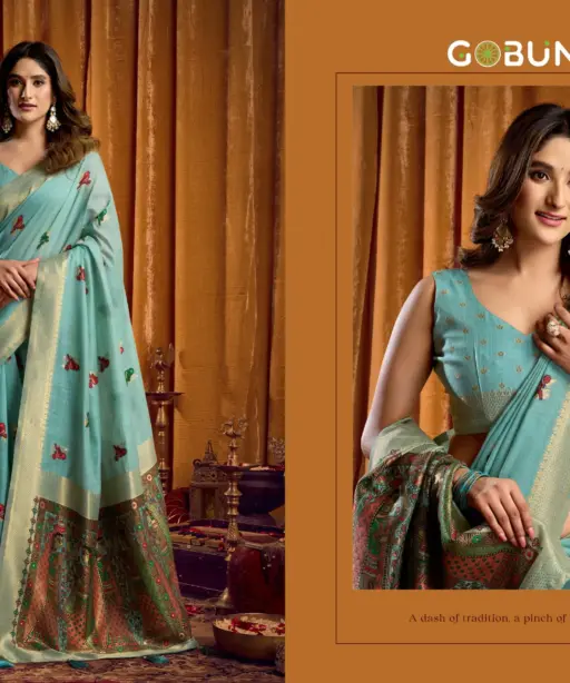 Gobuni Shruti Modal Katha Work Saree Collection