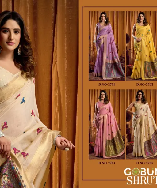 Gobuni Shruti Modal Katha Work Saree Collection