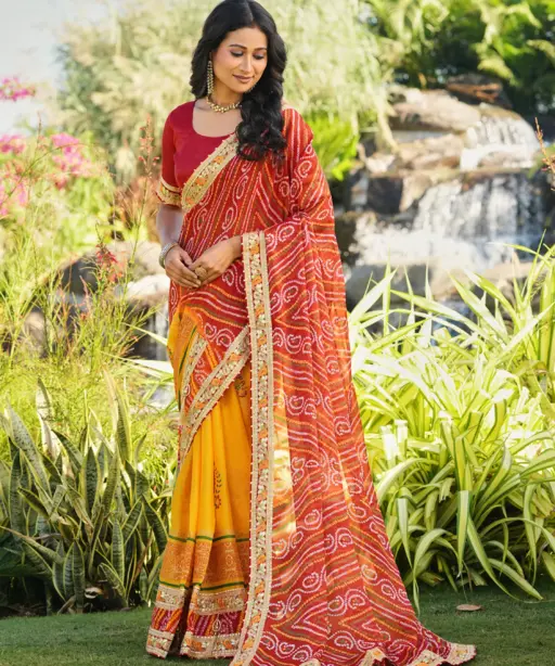 Jalnidhi Swarna Moss Chiffon with Work Saree Collection